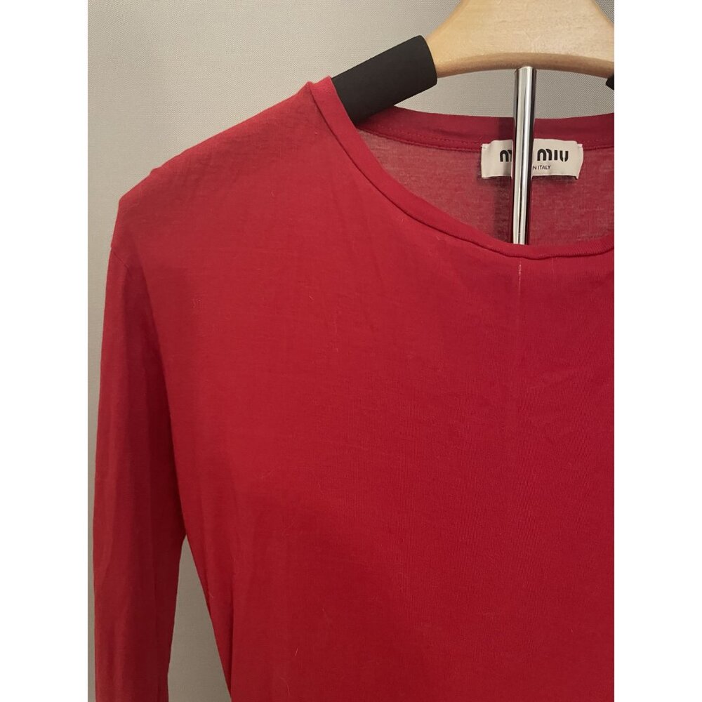 Miu Miu Womens Red Long-Sleeve Crewneck T-Shirt W… - image 4